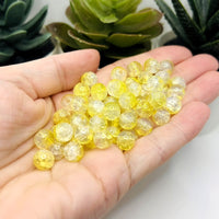 8.5mm Yellow and Clear Crackle Glass Beads