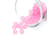 6 mm light pink frosted glass beads on a string, featuring a smooth, matte finish—ideal for jewelry-making and craft projects.