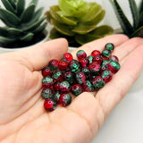 8mm Red and Green Crackle Glass Beads