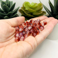 8.5m Red and Clear Crackle Glass Beads