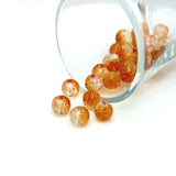 8mm Orange and Clear Crackle Glass Beads