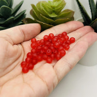 6mm Red Frosted Glass Beads