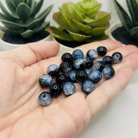 10mm Black and Clear Crackle Glass Beads