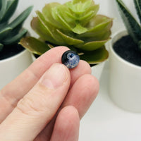 10mm Black and Clear Crackle Glass Beads