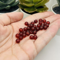 6mm Dark Red Frosted Glass Beads