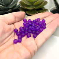 6mm Purple Frosted Glass Beads