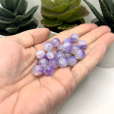 10mm Light Purple and Clear Crackle Glass Beads
