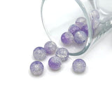 10mm light purple and clear crackle glass beads – round beads with soft purple and clear crackled glass detailing