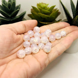 10mm Light Pink and Clear Crackle Glass Beads