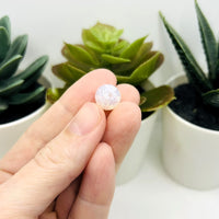 10mm Light Pink and Clear Crackle Glass Beads
