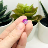 10mm Pink and Clear Crackle Glass Beads