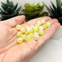 10mm Yellow and Clear Crackle Glass Beads