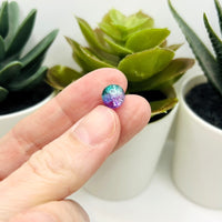 8mm Purple and Green Crackle Glass Beads