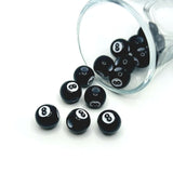 8-ball acrylic pool bead – 12x12mm – round black and white billiard-style bead for jewelry and crafts