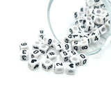 square white and black number beads – 6x6mm – plastic numeric beads for custom crafts and jewelry