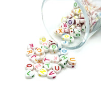 rainbow heart letter beads – 7x7mm – colorful plastic alphabet beads with heart designs for custom jewelry and crafts