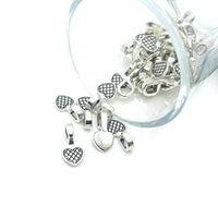 silver glue-on heart jewelry bail – 16x8mm – flat-back pendant connector with heart design