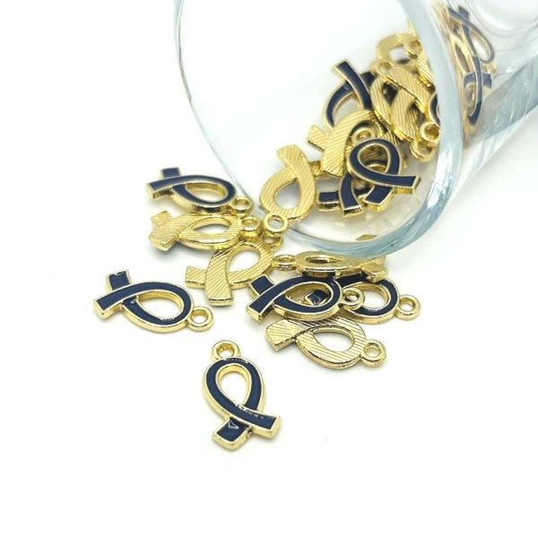 purple awareness Alzheimer’s ribbon charm – 17x10mm – enamel support charm for jewelry and cause awareness