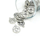 antique silver Chinese lucky coin charm – 19x15mm – traditional round charm with square center for good luck jewelry
