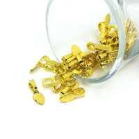 gold glue-on leaf jewelry bail – 15x5mm – decorative pendant connector with leaf design for DIY crafts