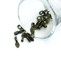 bronze glue-on leaf jewelry bail – 15x5mm – rustic pendant connector with leaf design for DIY crafts