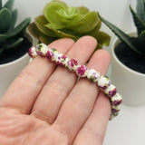 Purple and White Flower Porcelain Beads, 8x8mm