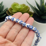Blue and White Flower Porcelain Beads, 8x8mm