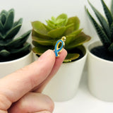 Blue Awareness Ribbon Charms, 17x10mm