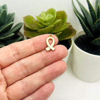 White Awareness Domestic Violence Ribbon Charms, 17x10mm