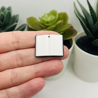 3D Black Open Book Charms, 25x20mm