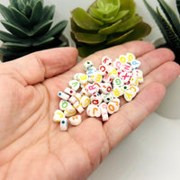 Rainbow Heart Letter Beads, 7x7mm