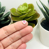 Rainbow Heart Letter Beads, 7x7mm
