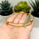 18k Gold Adjustable Bangle Expandable Bracelet, 65 mm