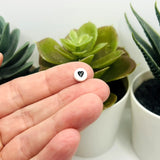 Round White and Black Heart Beads, 7x7mm