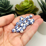 Blue and White Flower Porcelain Beads, 8x8mm