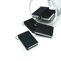 3D black book charm – 27x18mm – black enamel book-shaped charm for gothic or literary jewelry