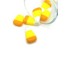 3D Halloween candy corn charm – 25x14mm – festive orange, yellow, and white enamel charm for Halloween jewelry
