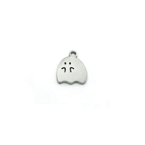 cute stainless steel ghost charm – 14x11mm – small ghost-shaped charm for Halloween jewelry and DIY projects