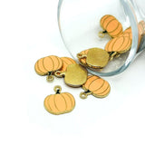 enamel pumpkin charm – 18x16mm – orange fall charm for seasonal jewelry and craft designs