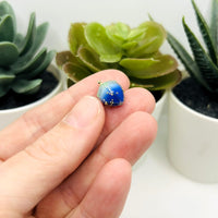 Blue Flower Bud Charms, 14x9mm