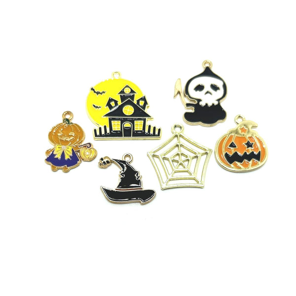 Enamel Halloween Mix Charms, 12 pieces - 6 styles