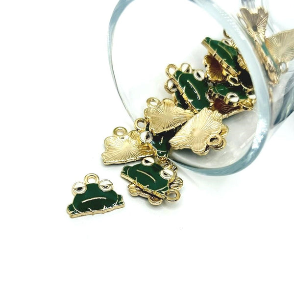 green grumpy frog charm – 12.5x15.5mm – cute and moody frog charm for funny jewelry and DIY crafts