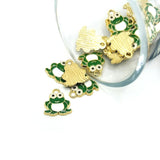 green sitting frog charm – 14x13mm – enamel frog charm for cute animal jewelry and DIY projects