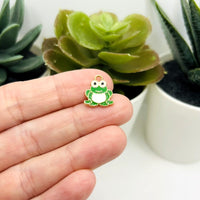 Green Sitting Frog Charms, 14x13mm