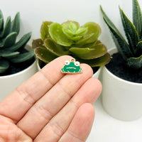 Green Grumpy Frog Charms, 12.5x15.5mm