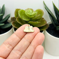 Green Grumpy Frog Charms, 12.5x15.5mm