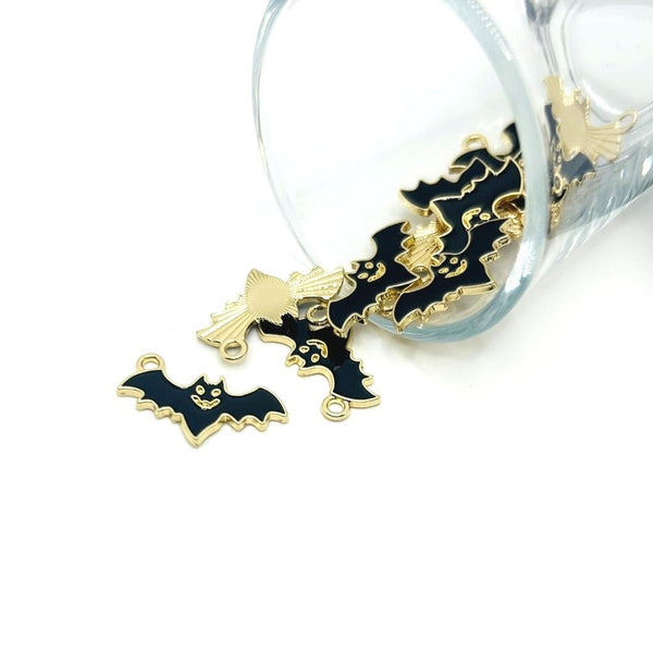 black bat Halloween charm – 14x23mm – flying bat charm for spooky jewelry and Halloween crafts