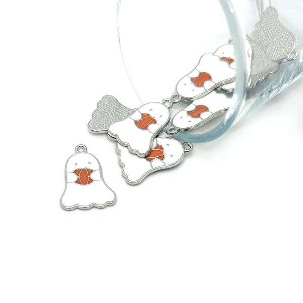 cute ghost Halloween charm – 22x15mm – smiling white ghost charm for Halloween jewelry and crafts