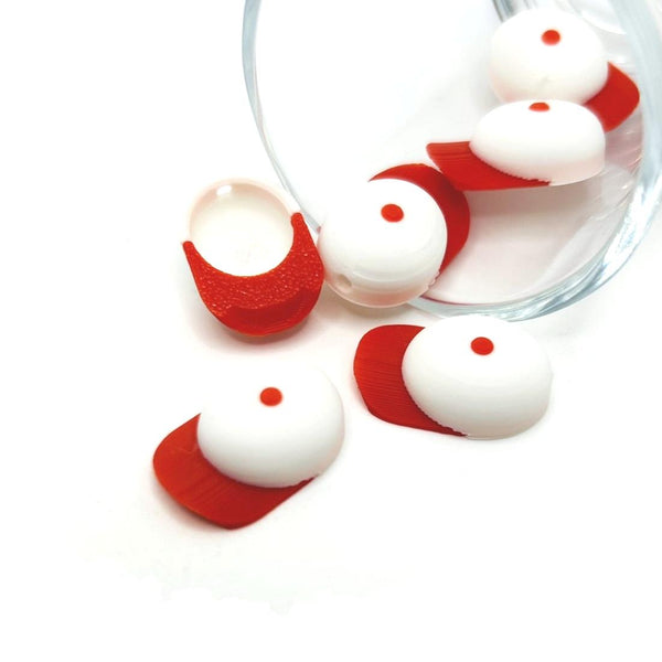 red and white baseball hat charm – 15x22mm – enamel sports cap charm for baseball-themed jewelry and crafts
