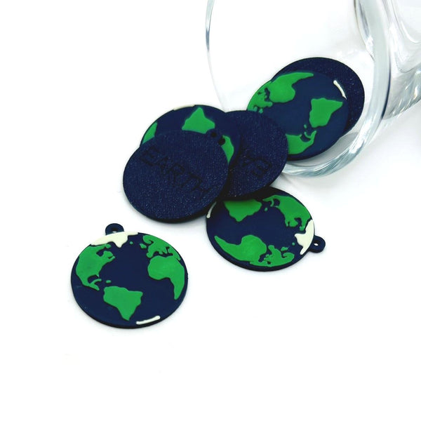 3D Earth world charm – 25x28mm – blue and green globe charm for travel-inspired jewelry and crafts